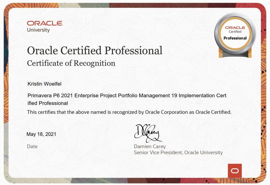 Primavera P6 2021 Enterprise Project Portfolio Management 19 Implementation Certified Professional