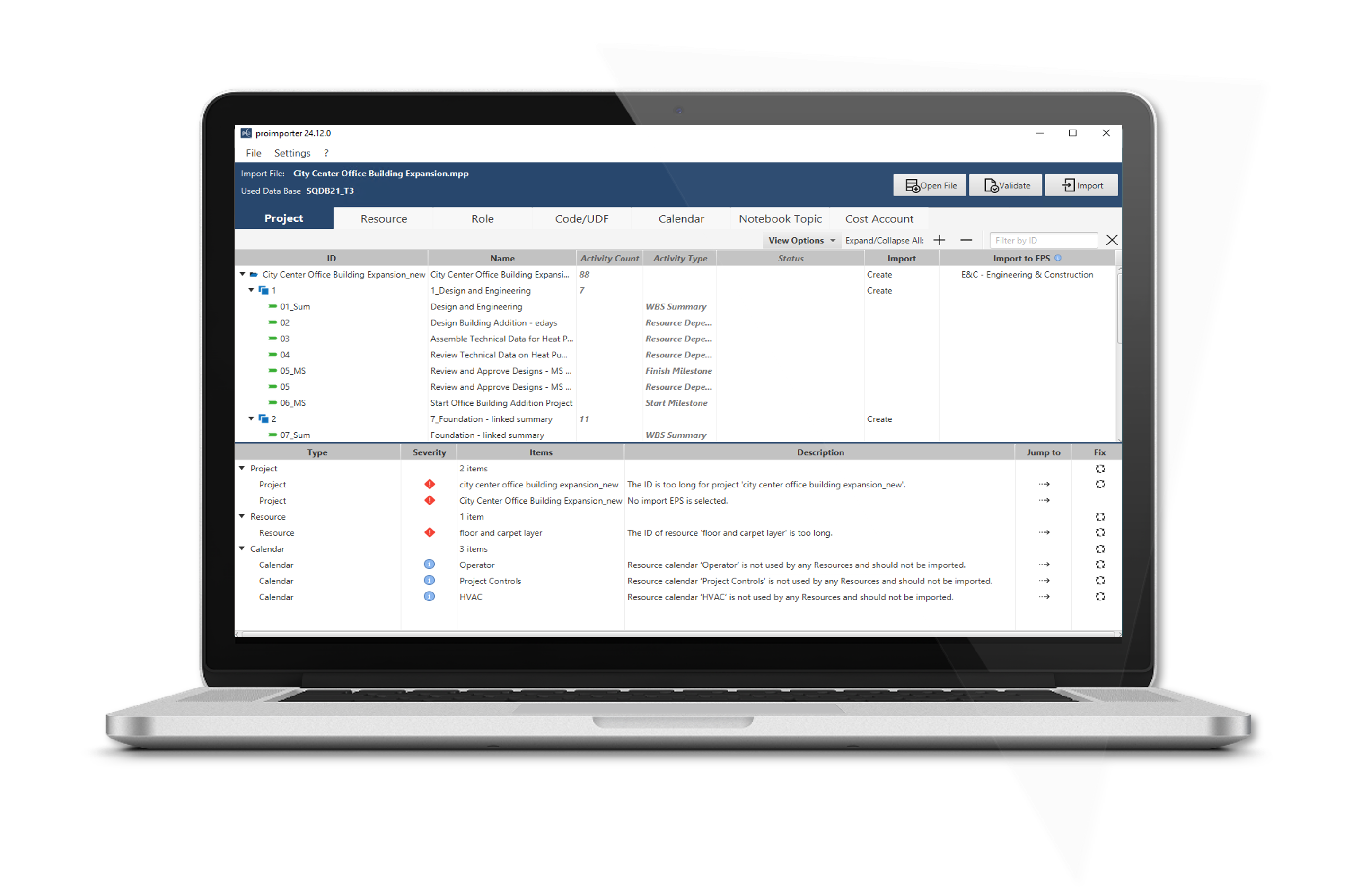 Laptop, auf dem die Projektmanagement-Software proimporter l&auml;uft